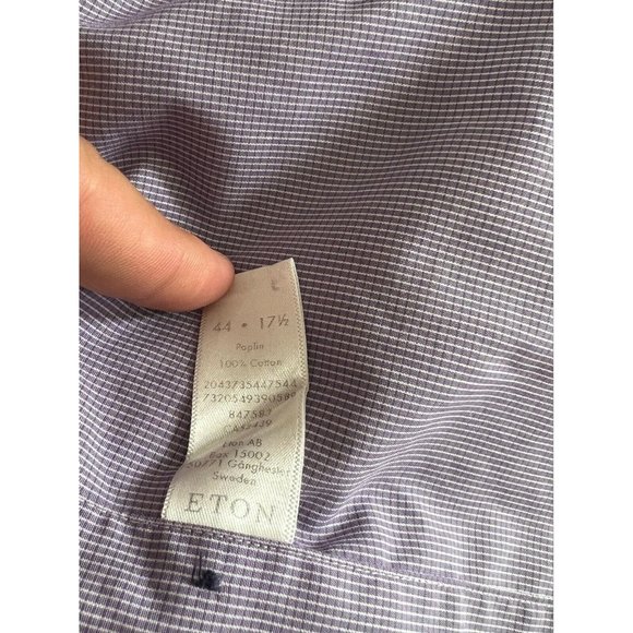 Eton Men's Shirt Lilac Button Up Long Sleeve Slim Fit Cotton Casual Dress 44 - Picture 10 of 10